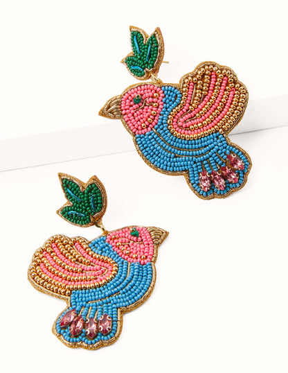 Beaded Earrings-Bird-1