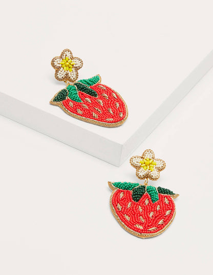 Beaded Earrings-Strawberries-1