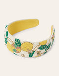 Embellished Headband-Ivory/Pale Lemon, Lemon Vine