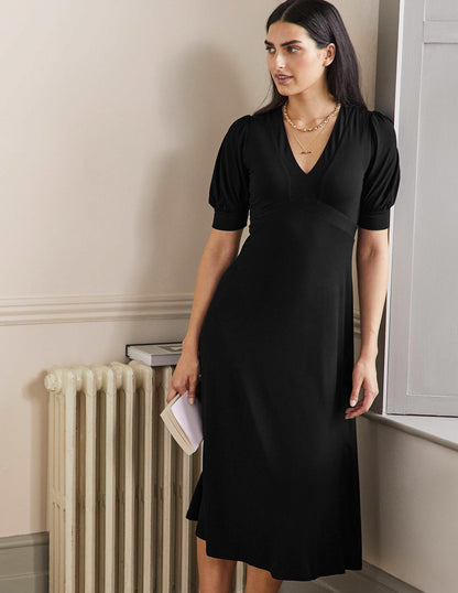Eva Jersey Midi Dress-Black-1