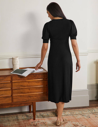Eva Jersey Midi Dress-Black-3
