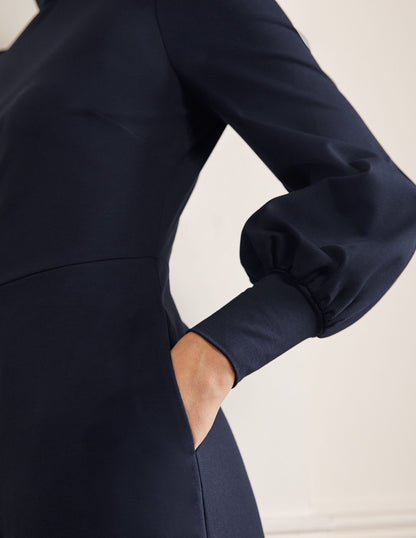 Cuffed Jersey Midi Dress-Navy-2