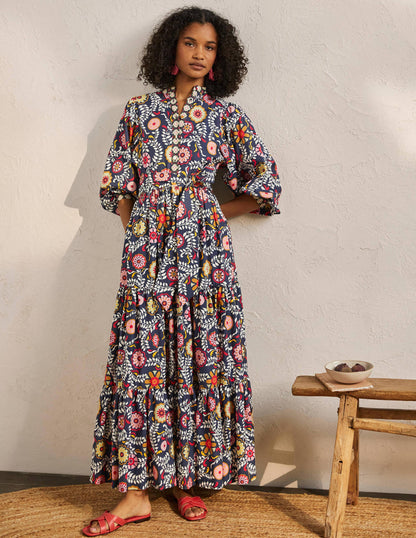Ava Tiered Maxi Dress-French Navy, Opulent Garden-4