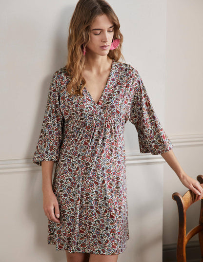 Easy Jersey Empire Mini Dress-Ivory, Oriental Paradise-4