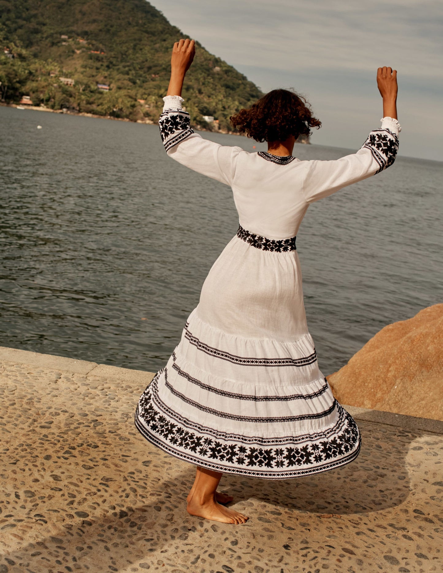 Nadia Embroidered Maxi Dress-White