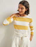 Long Sleeve Breton Top-Mustard / Ivory Stripe