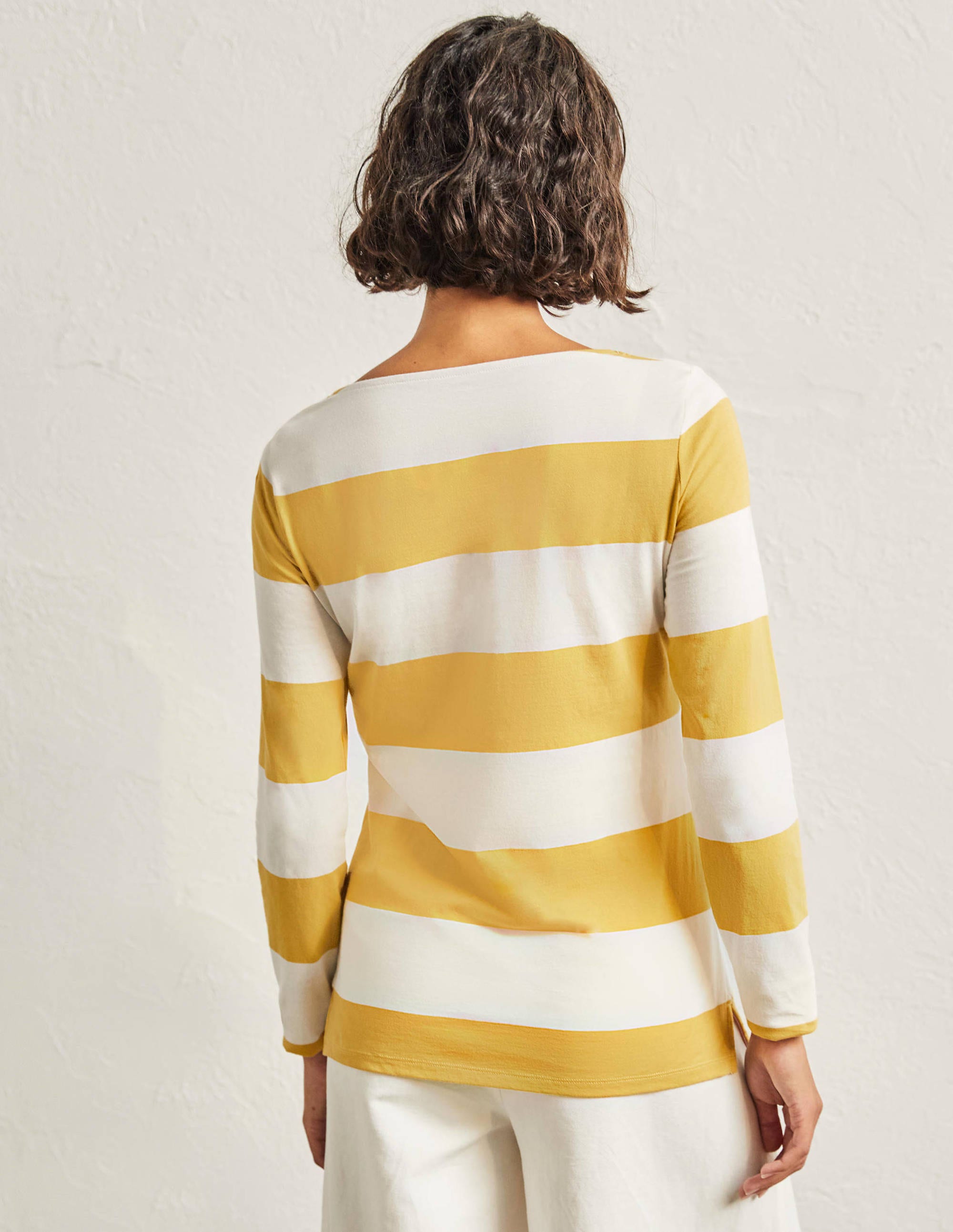 Long Sleeve Breton Top-Mustard / Ivory Stripe - Image 3