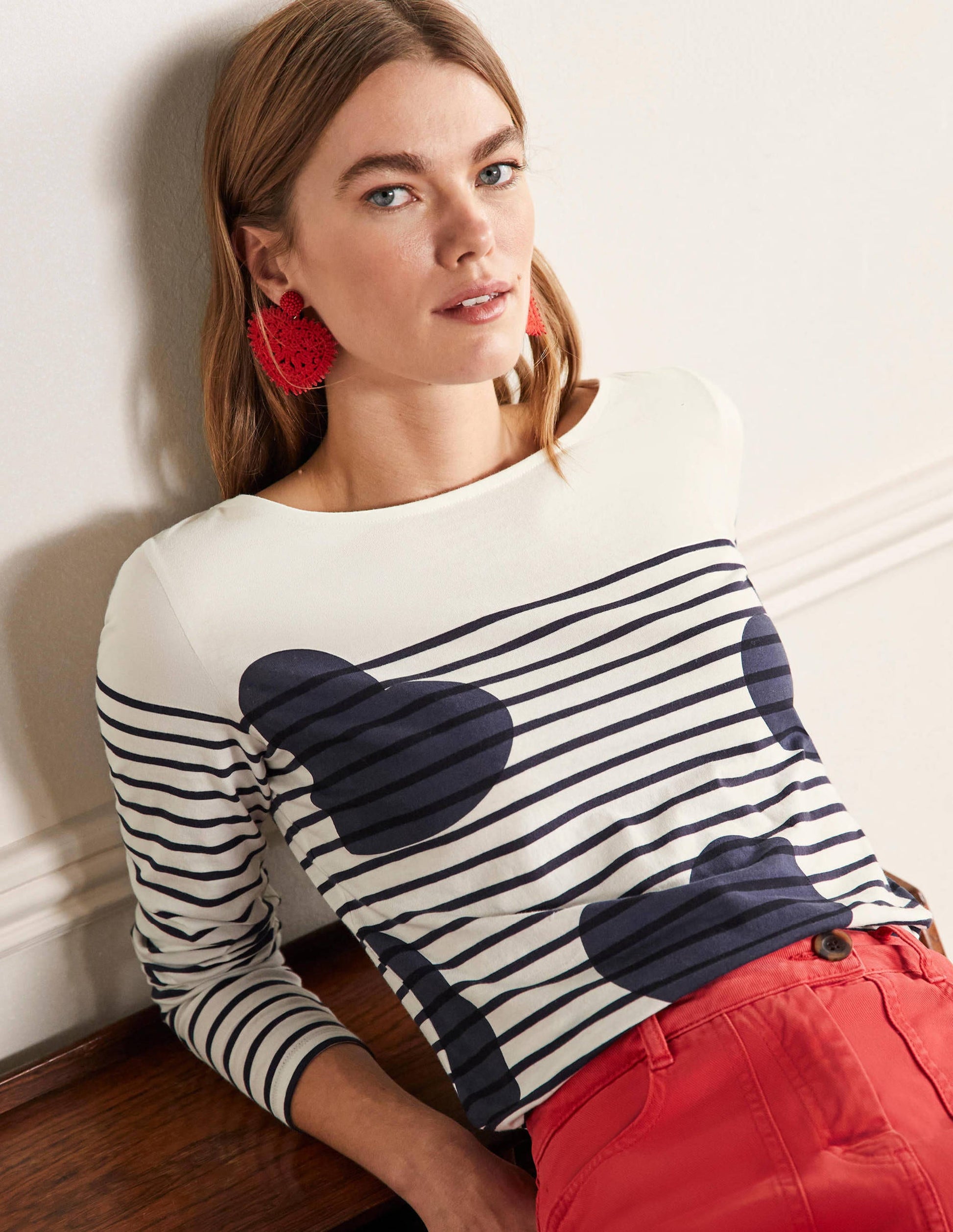 Long Sleeve Breton Top-Navy Scattered Heart Stripe-4