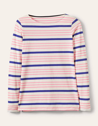 Long Sleeve Breton Top-Formica Pink / Blue Stripe-5