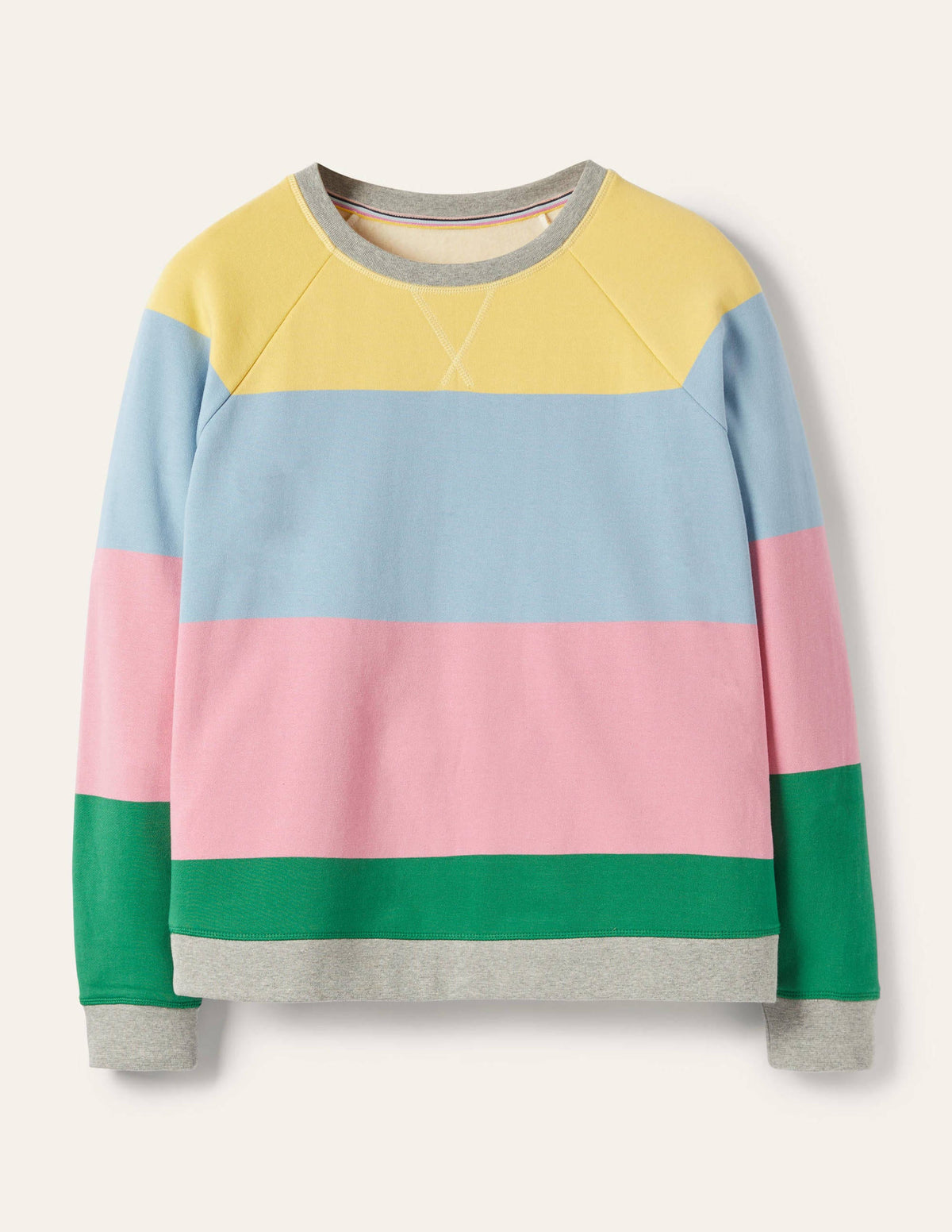 Printed Cotton Sweatshirt-Pale Lemon, Formica Pink - Image 5