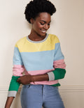 Printed Cotton Sweatshirt-Pale Lemon, Formica Pink