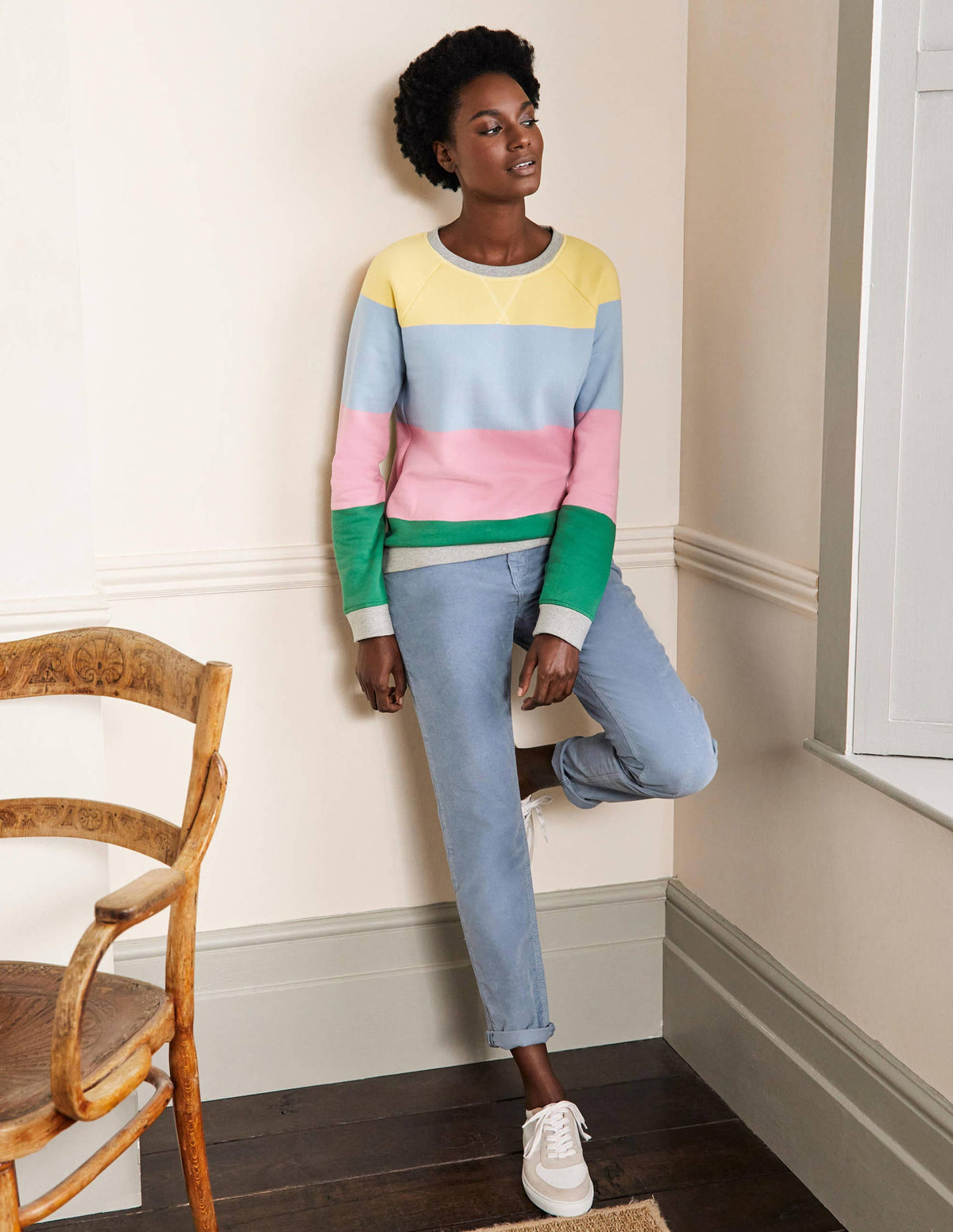 Printed Cotton Sweatshirt-Pale Lemon, Formica Pink-4