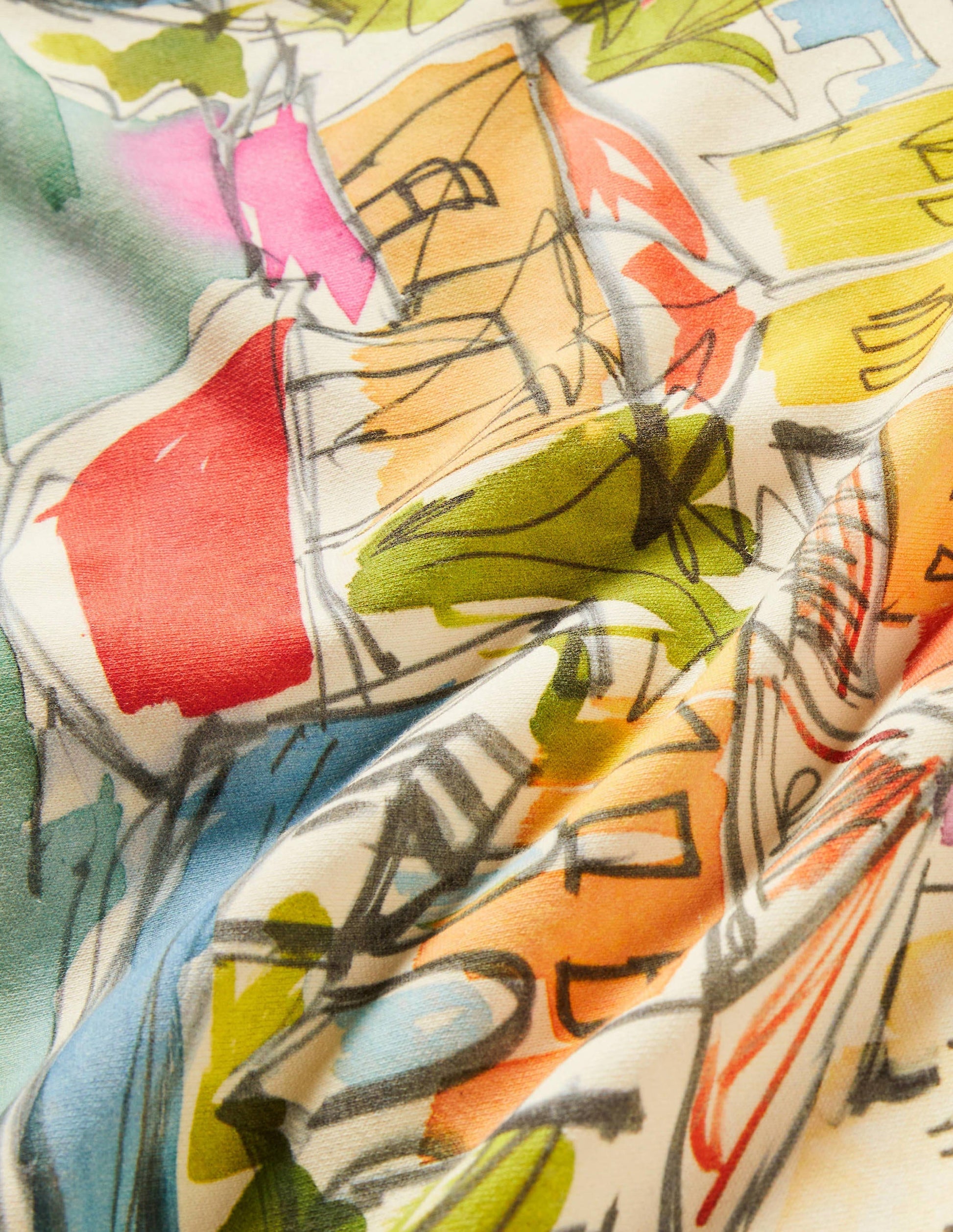Printed Cotton Sweatshirt-Ivory, Rainbow Village-5