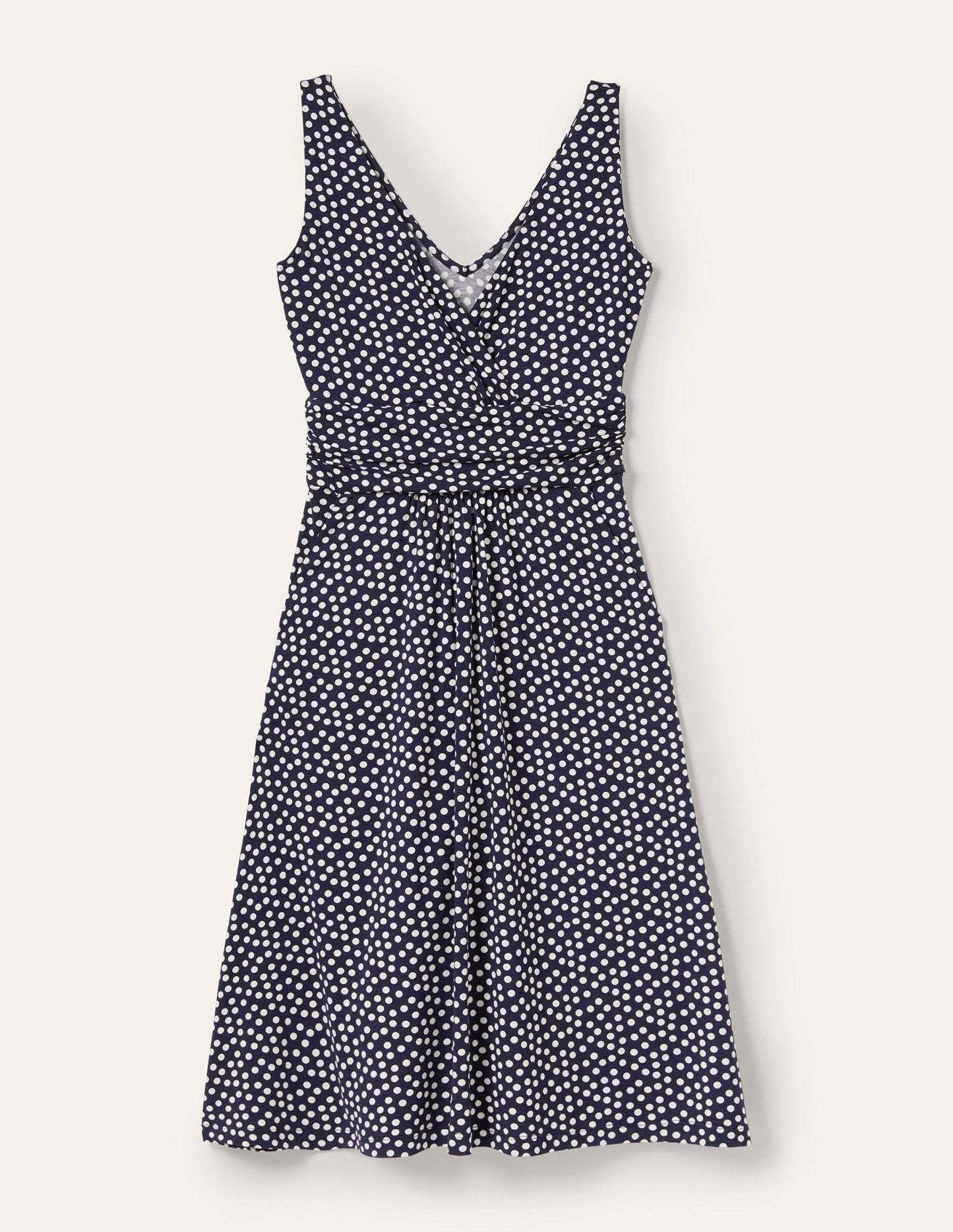 Effie V-Neck Jersey Dress-French Navy Scattered Dot