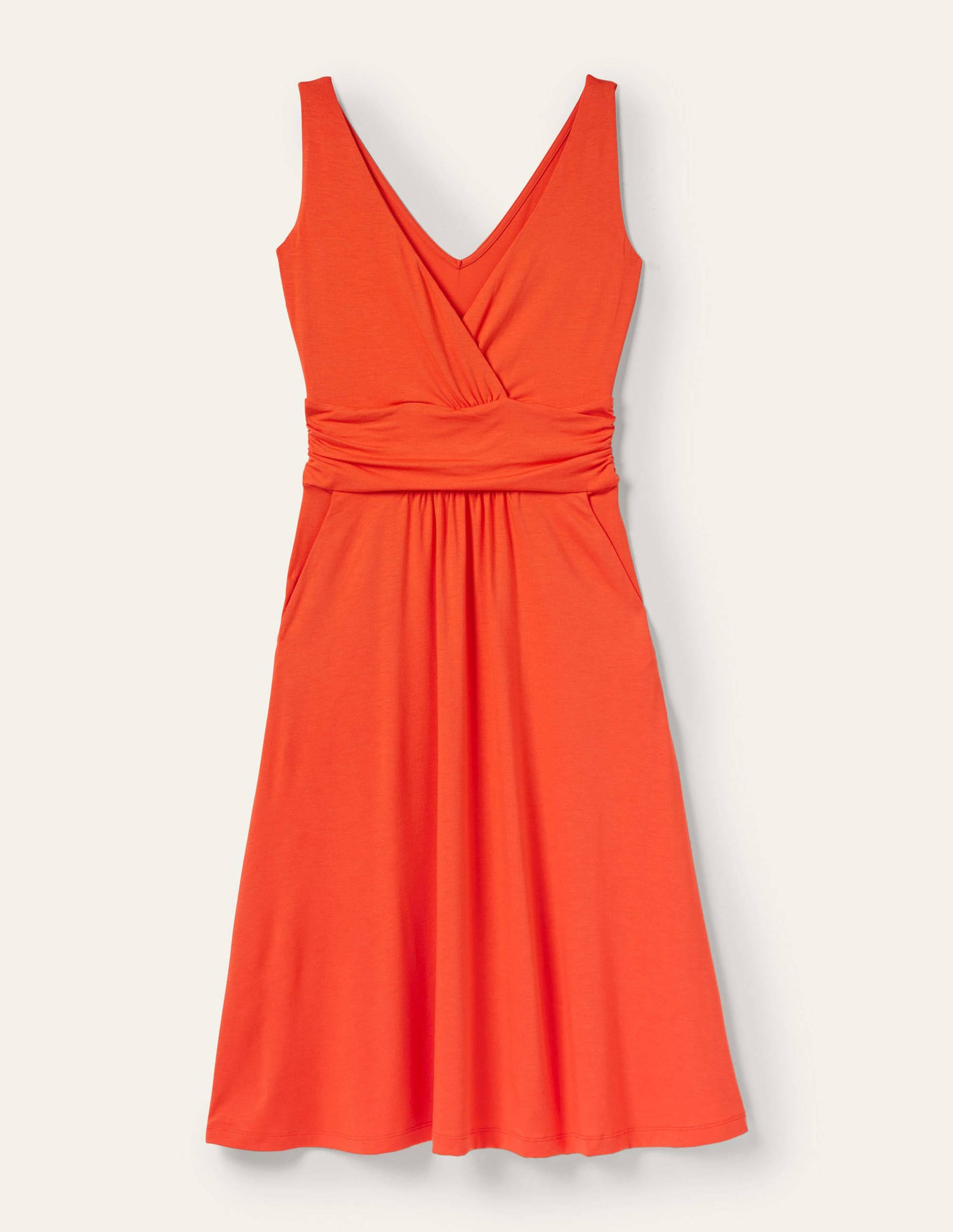 Effie V-Neck Jersey Dress-Papaya-5