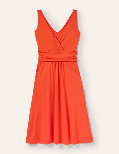 Effie V-Neck Jersey Dress-Papaya-5