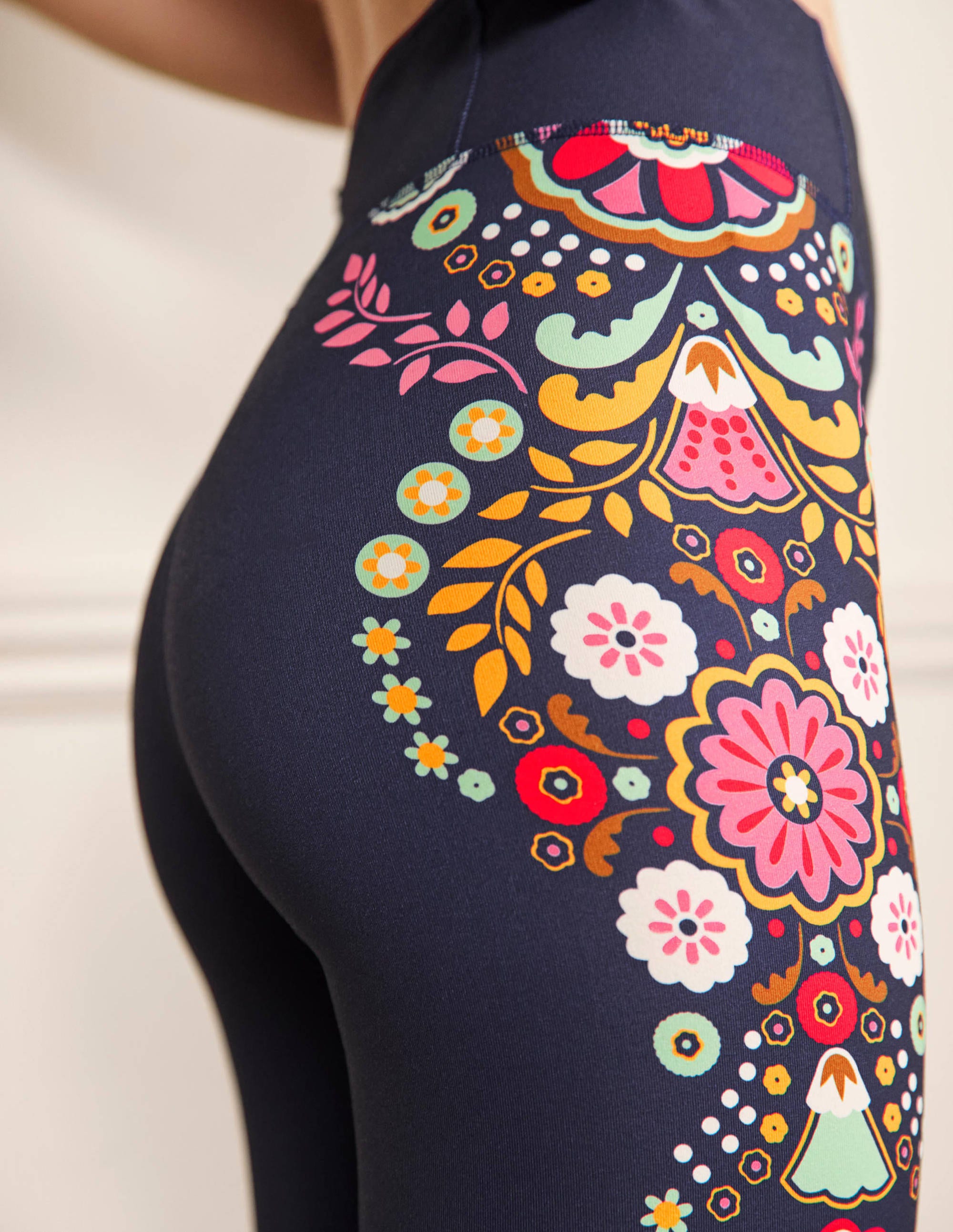 High Waisted Leggings-Navy, Opulent Garden - Image 2