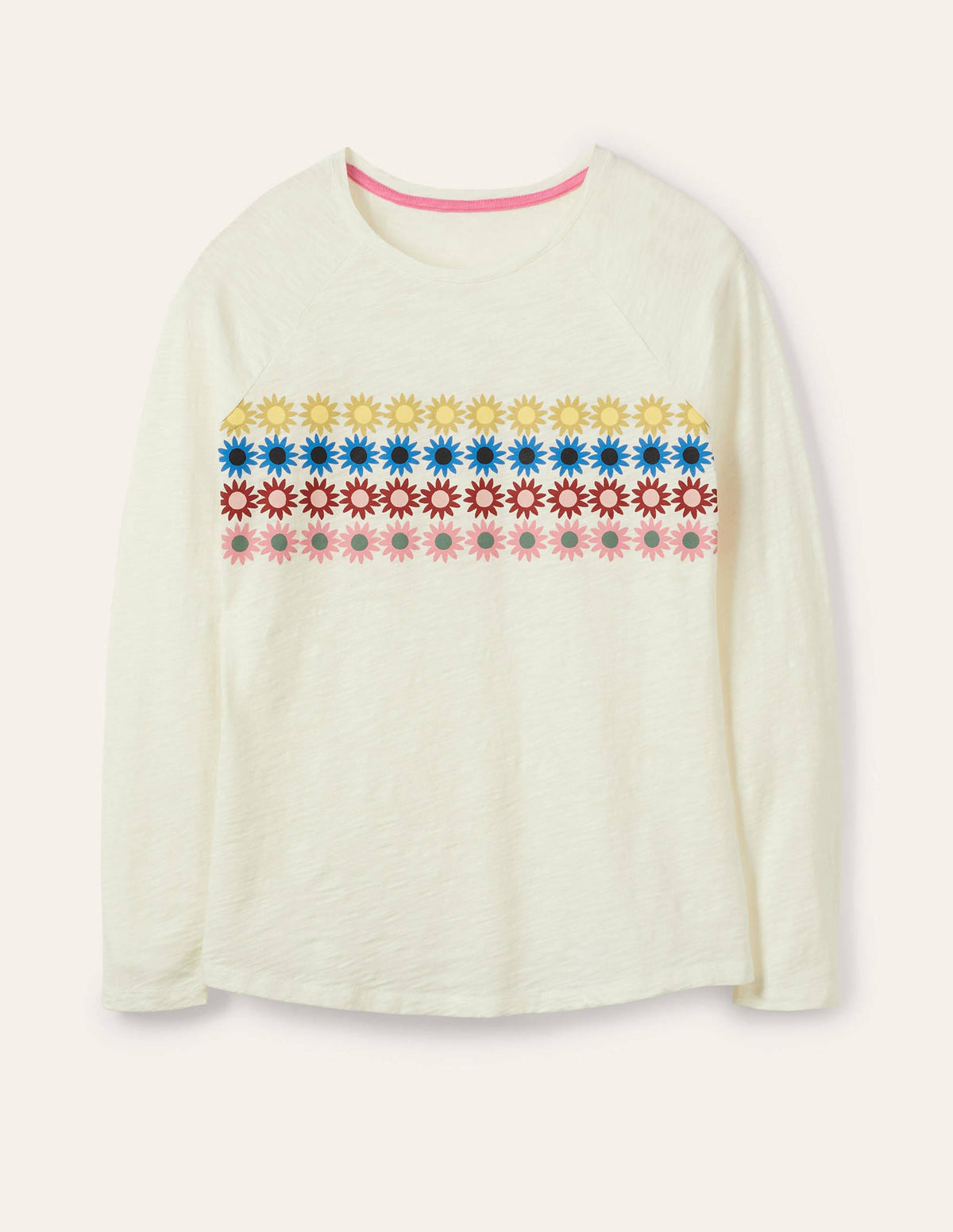 Lorna Baseball Jersey Top-Ivory, Floral Chest Stripe - Image 5