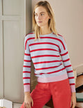 Striped Cashmere Jumper-Lapis Light Blue Stripe