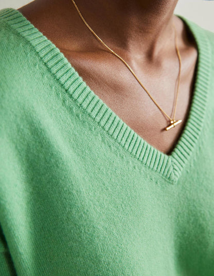 Cashmere V-neck Relaxed Jumper-Zephyr Green-2