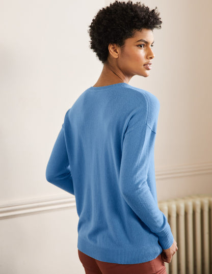 Cashmere Cardigan-Riviera Blue