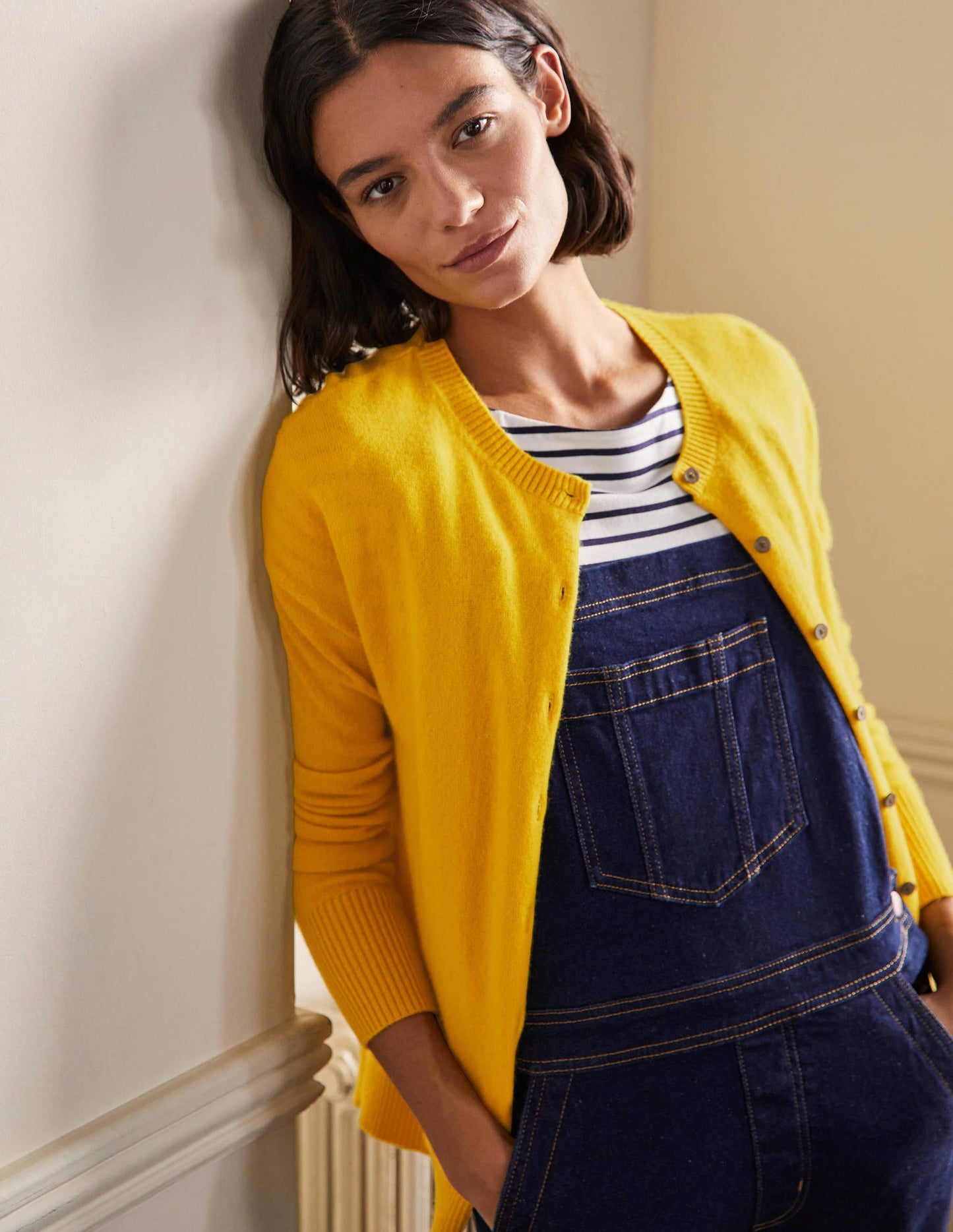 Cashmere Cardigan-Citrine Yellow