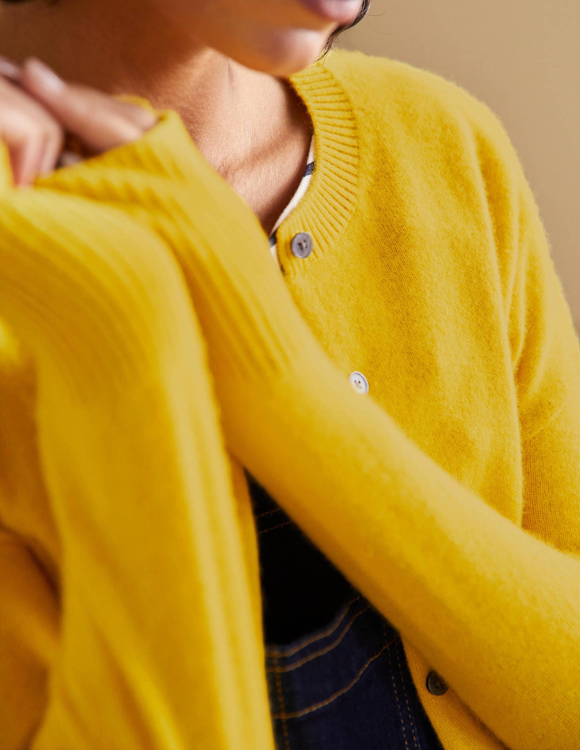 Cashmere Cardigan-Citrine Yellow-2