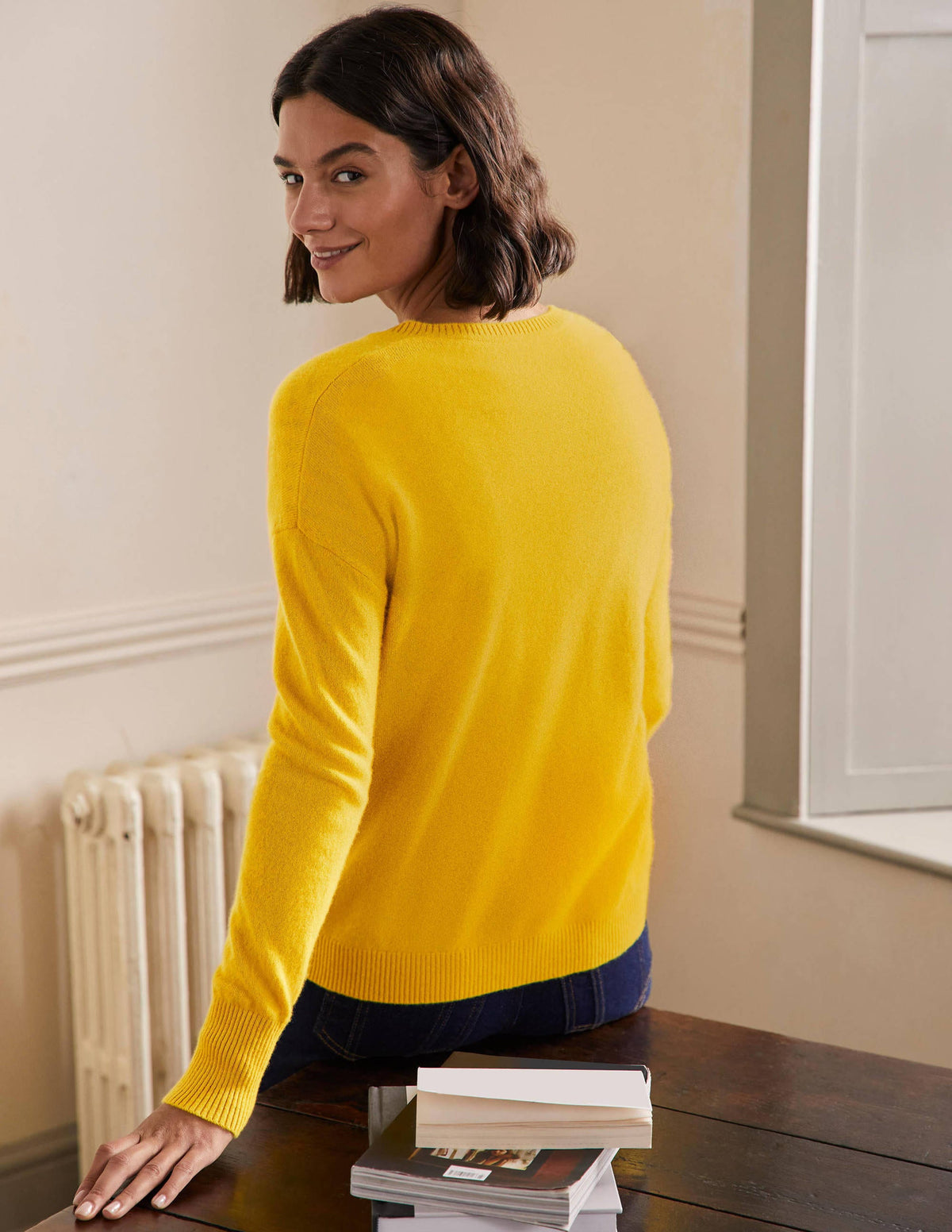 Cashmere Cardigan-Citrine Yellow - Image 3