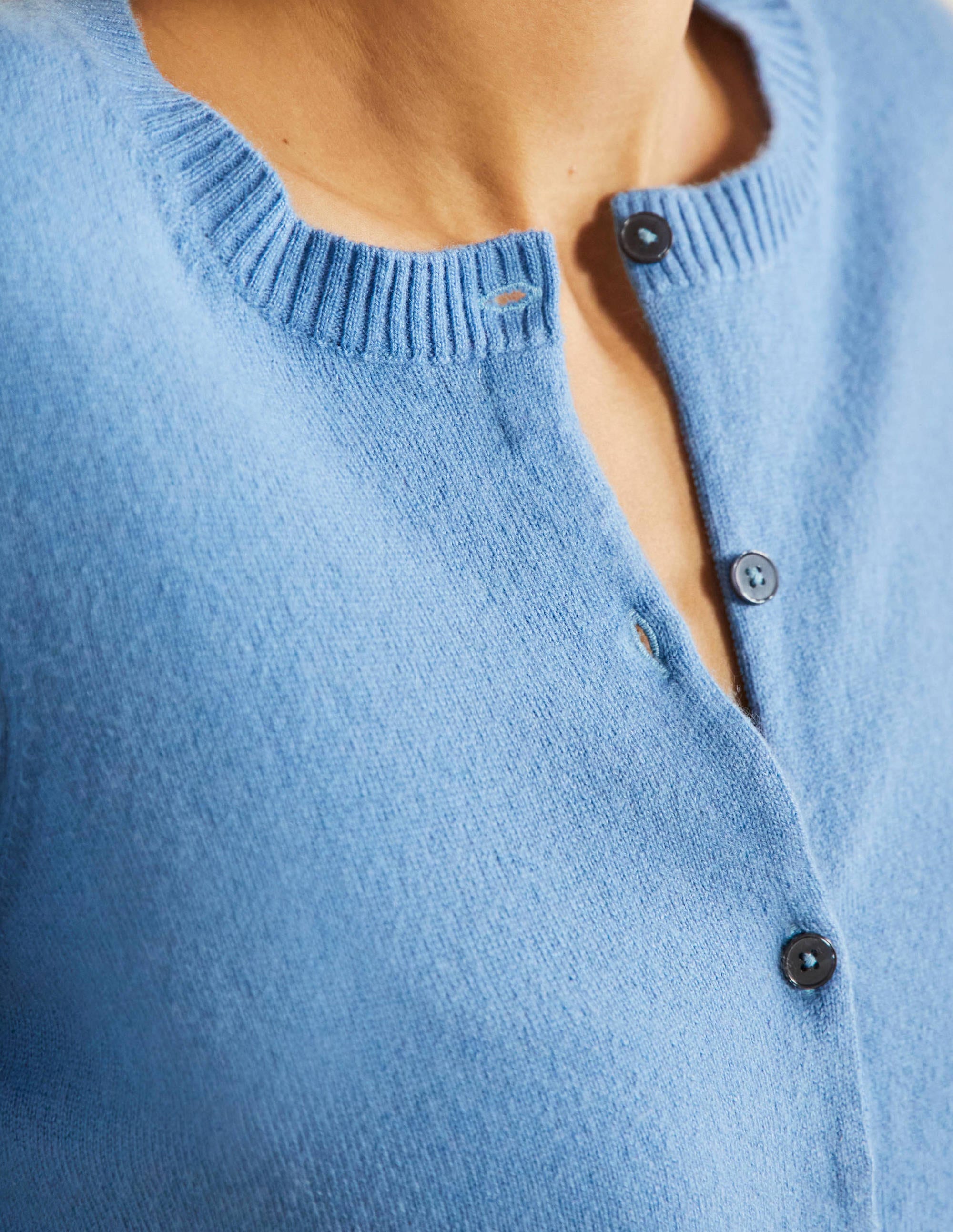 Cashmere Cropped Cardigan-Riviera Blue - Image 2