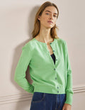 Cashmere Cropped Cardigan-Zephyr Green