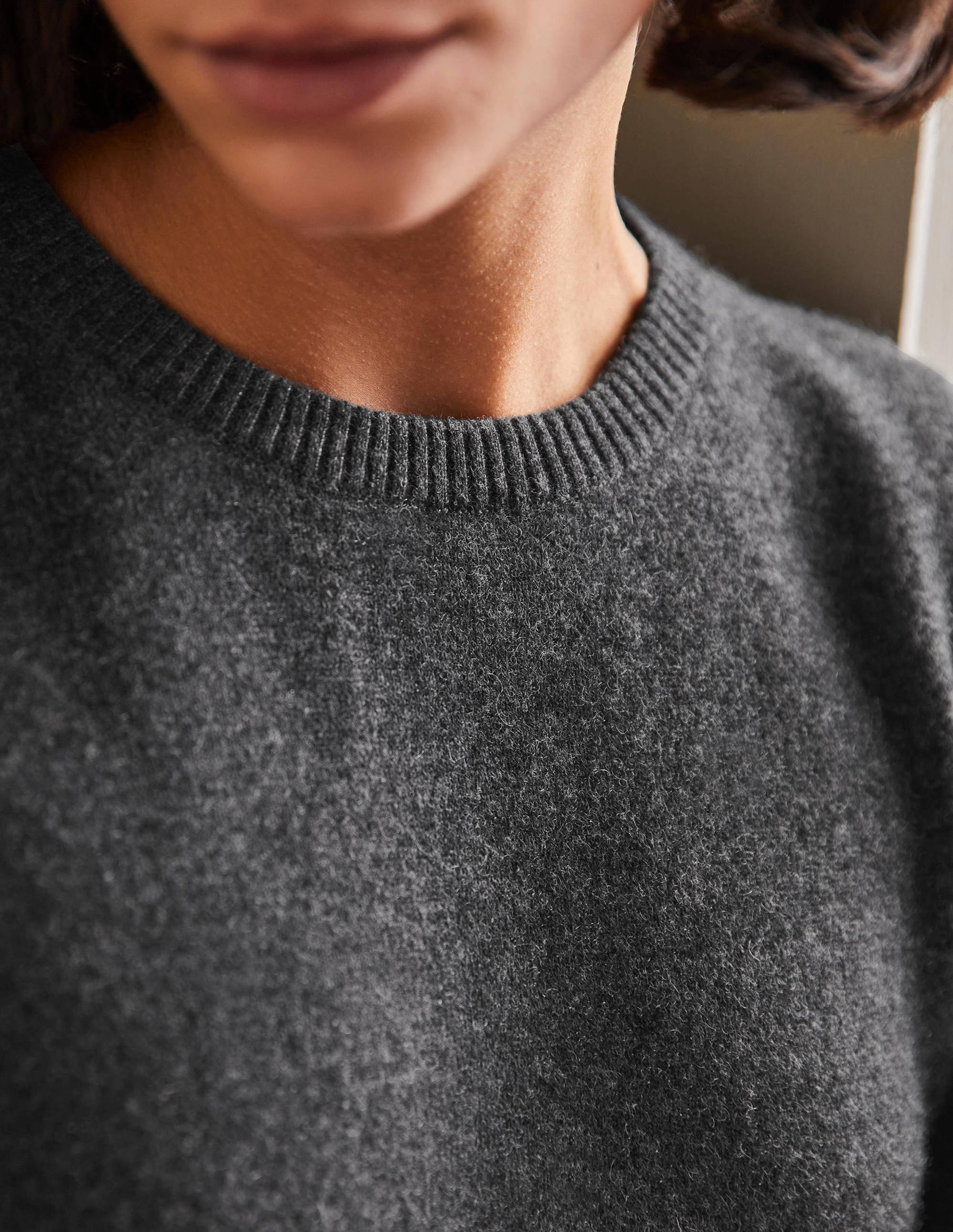 Cashmere Knitted Top-Charcoal Melange - Image 2
