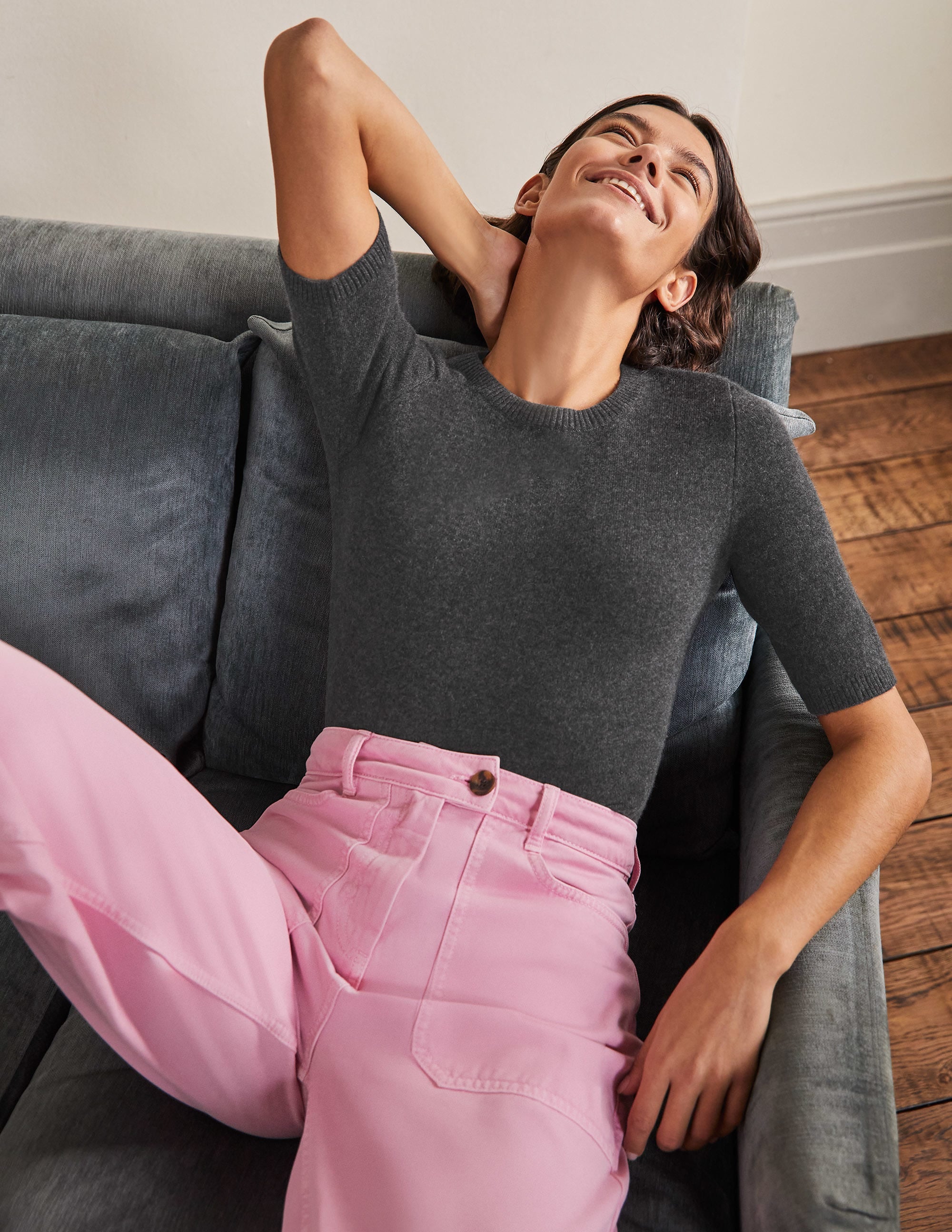 Cashmere Knitted Top-Charcoal Melange - Image 4