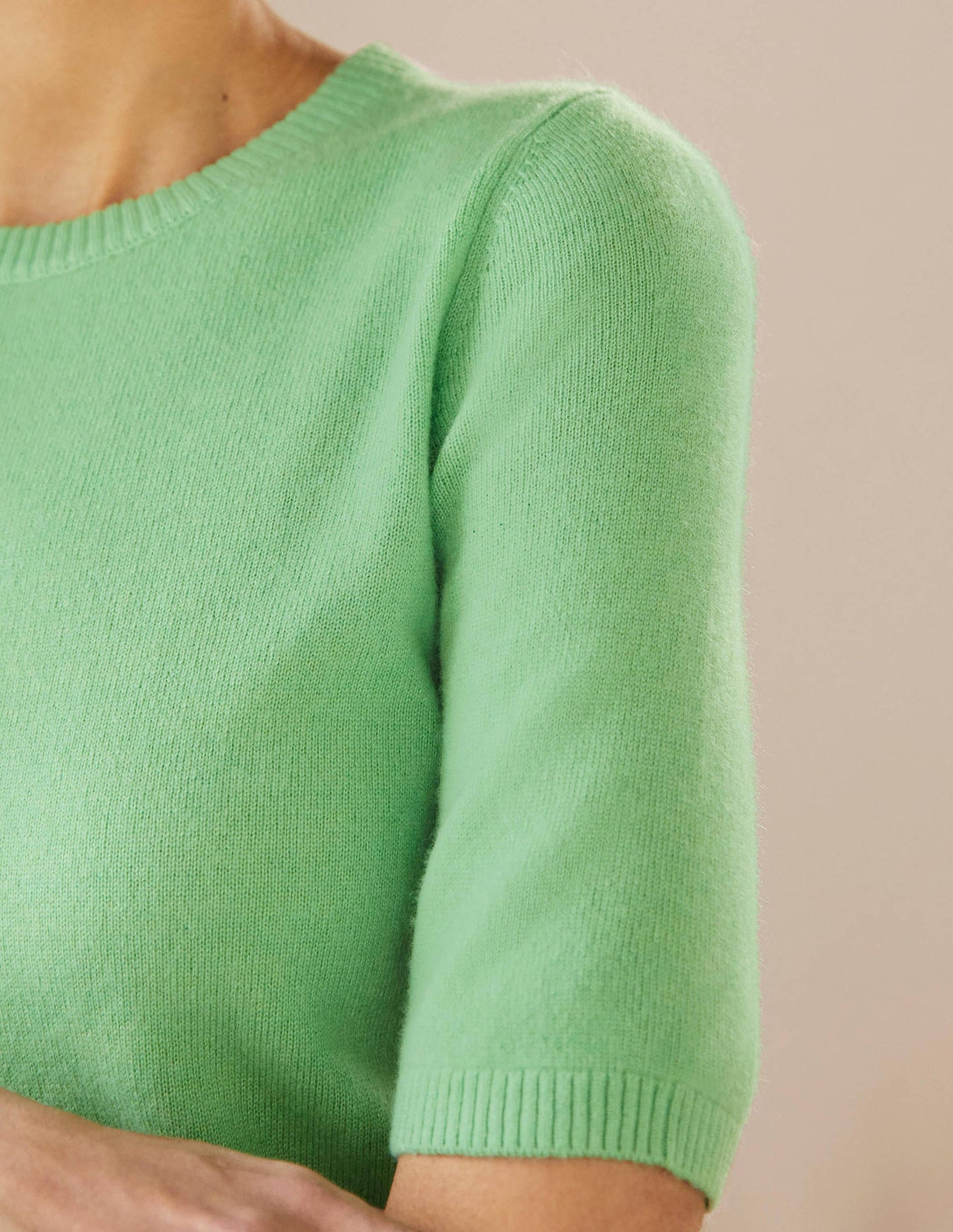 Cashmere Knitted Top-Zephyr Green