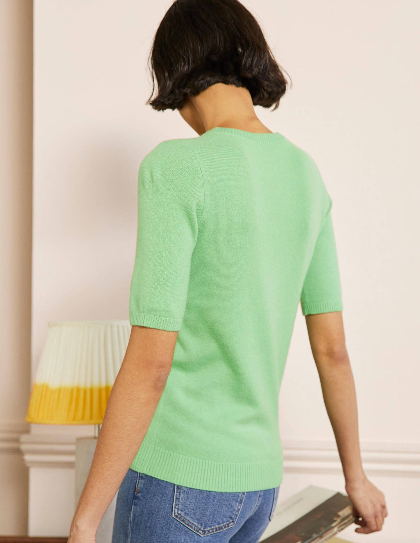 Cashmere Knitted Top-Zephyr Green