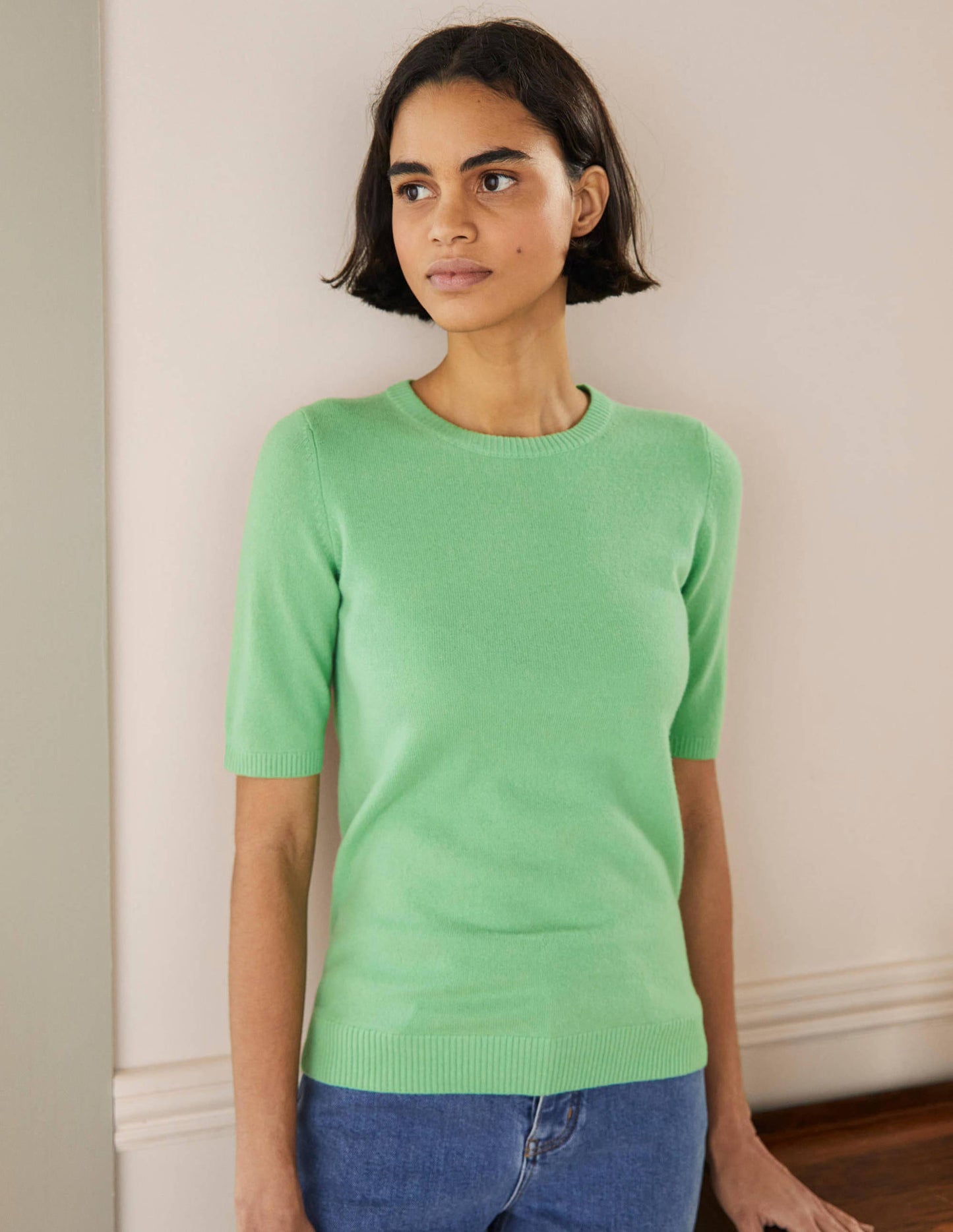 Cashmere Knitted Top-Zephyr Green