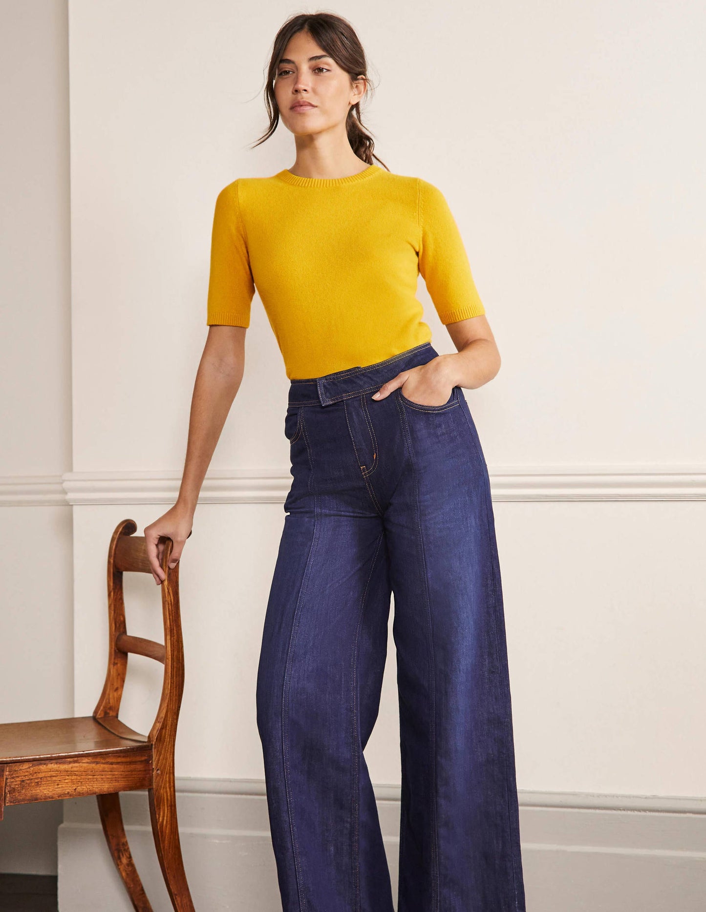 Cashmere Knitted Top-Citrine Yellow