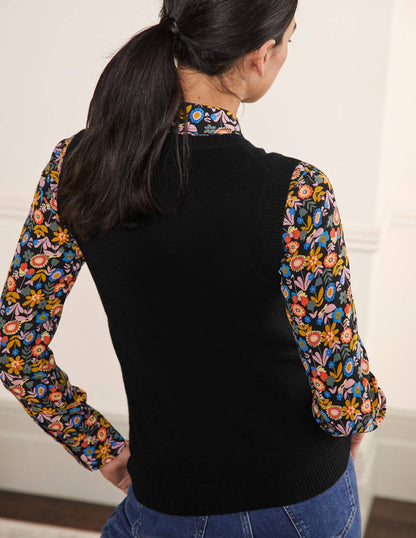 Cashmere Knitted Tank Top-Black-3