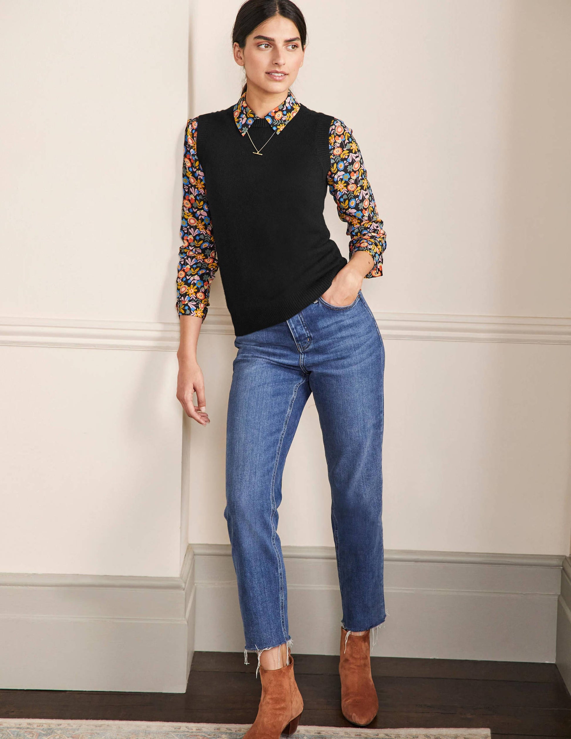 Cashmere Knitted Tank Top-Black-4