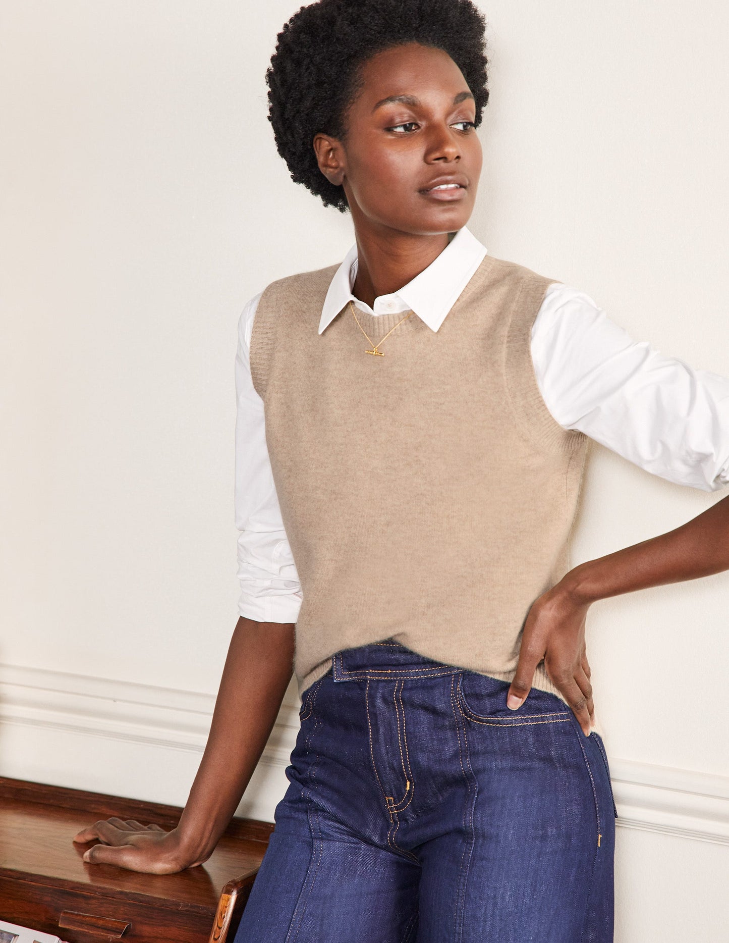 Cashmere Knitted Tank Top-Chinchilla Melange