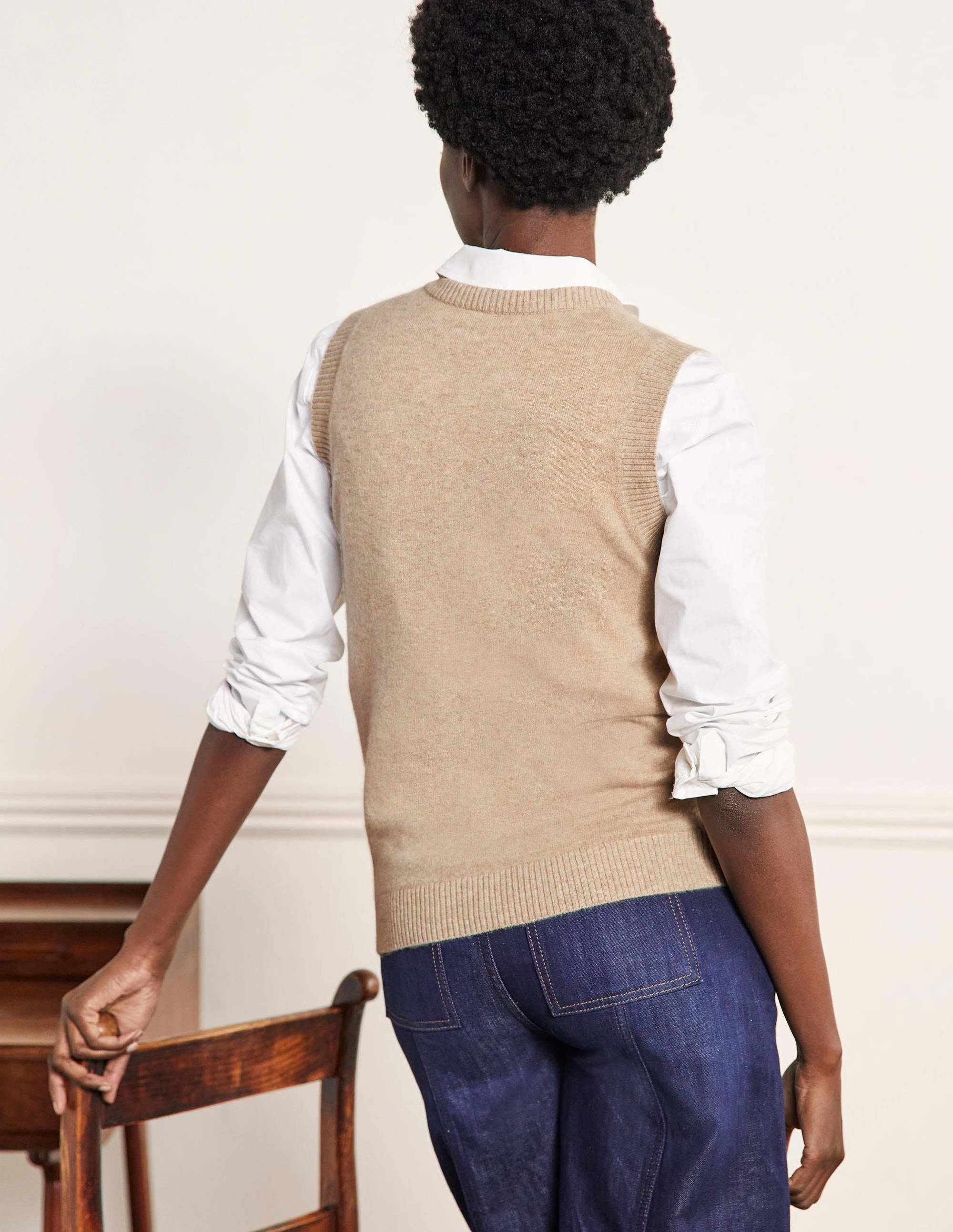 Cashmere Knitted Tank Top-Chinchilla Melange - Image 3