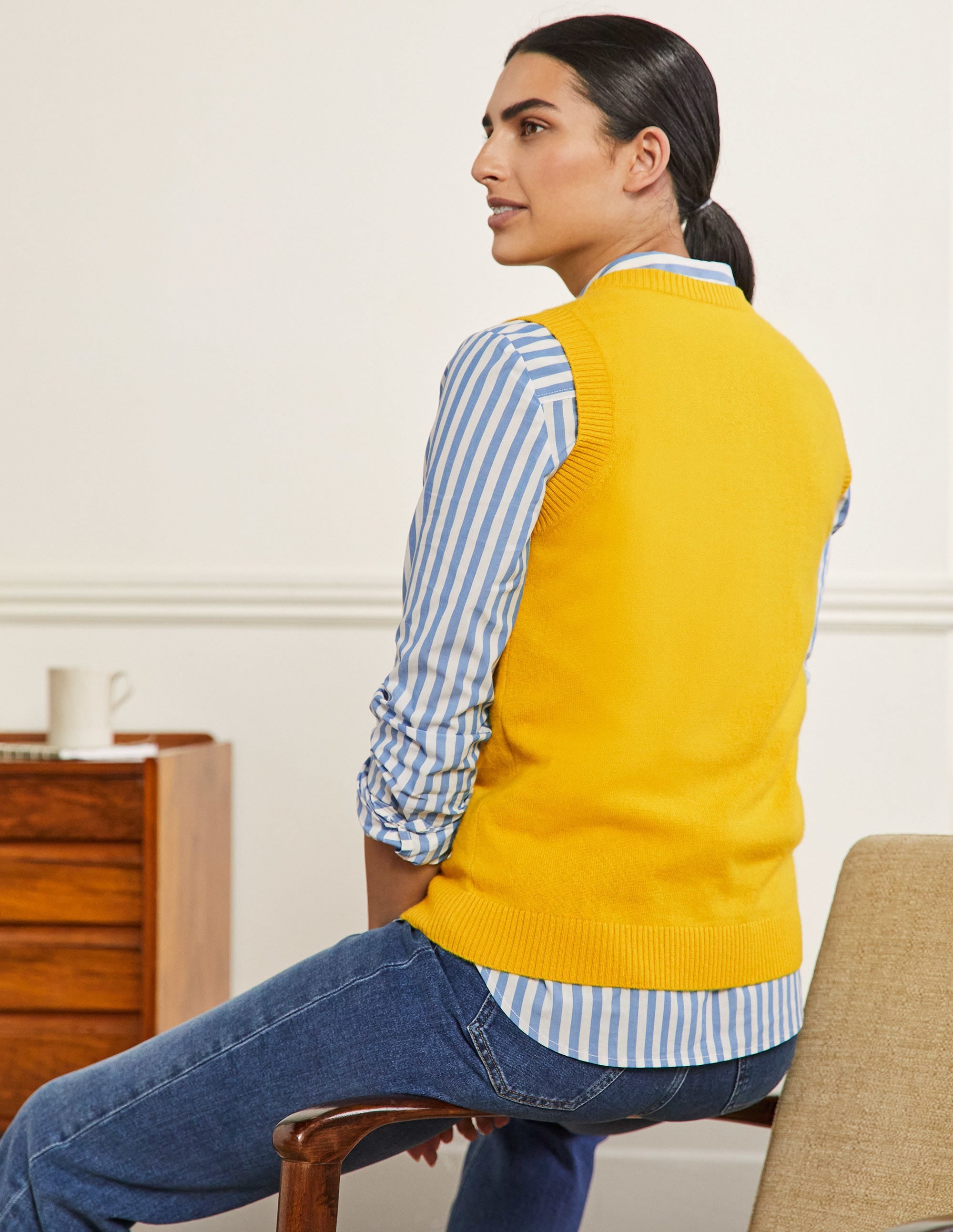 Cashmere Knitted Tank Top-Citrine Yellow - Image 3