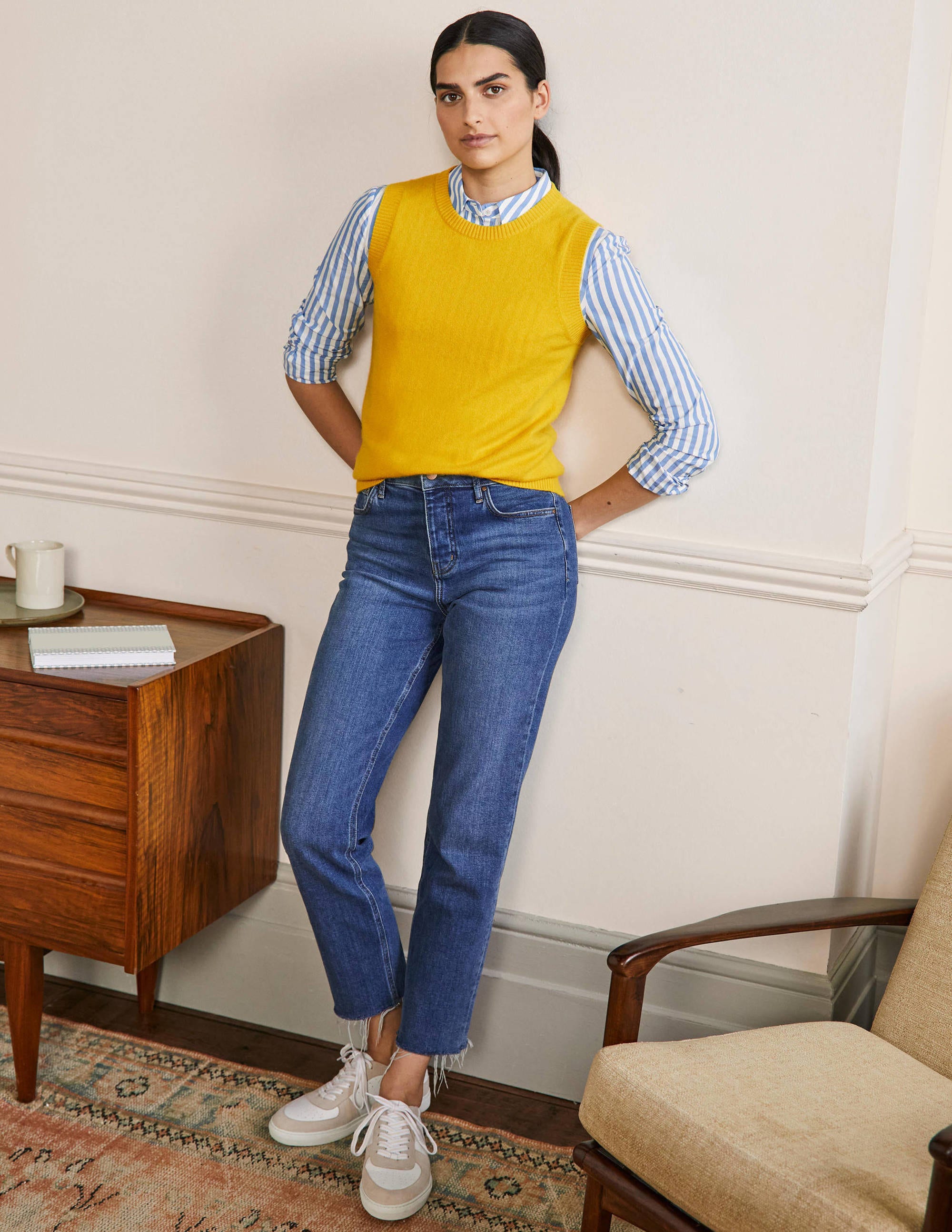 Cashmere Knitted Tank Top-Citrine Yellow - Image 4