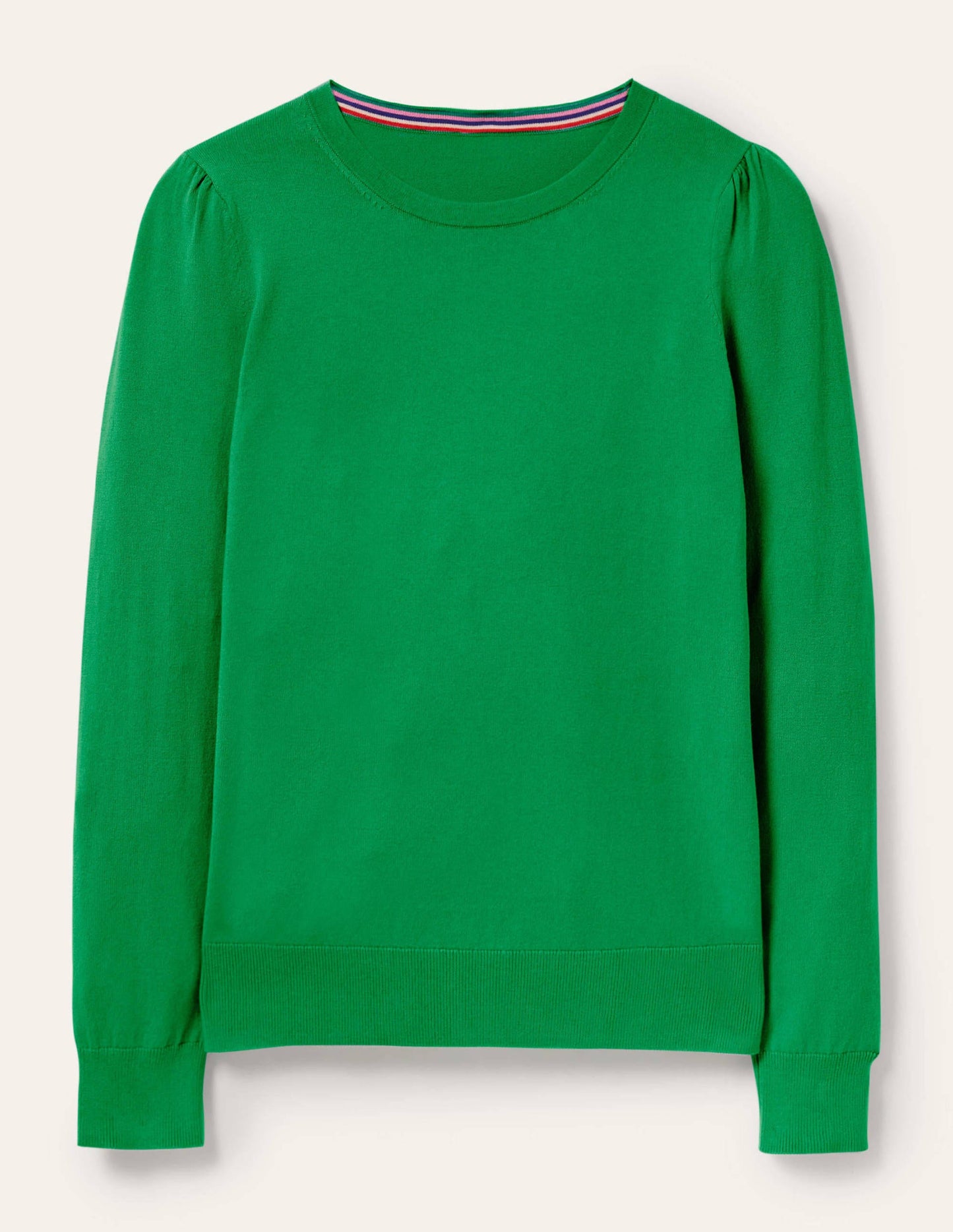 Cotton Crew Neck Jumper-Highland Green