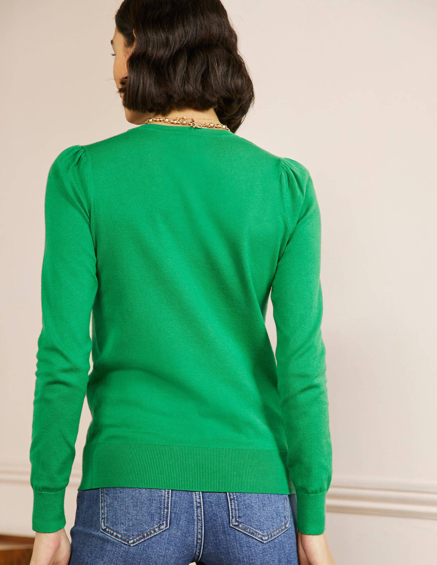 Cotton Crew Neck Jumper-Highland Green