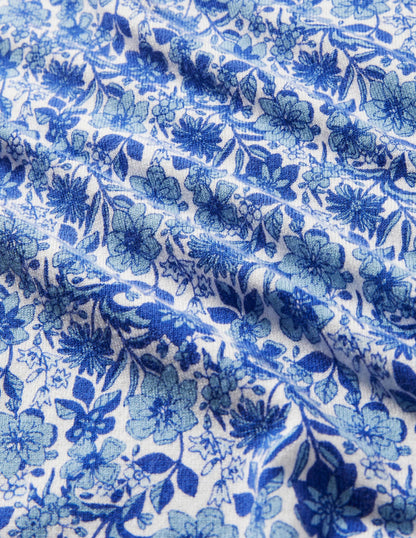 Cotton Crew Neck Jumper-Dawn Sky, Floret Bloom-5