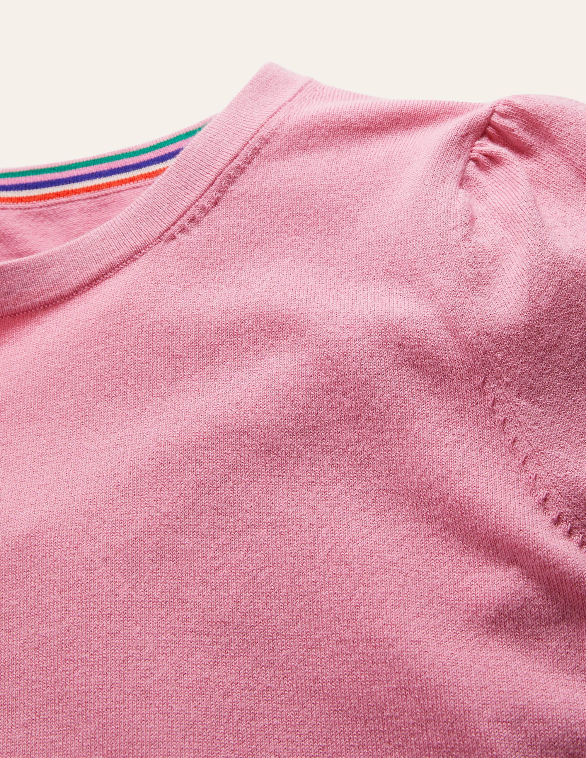 Cotton Crew Neck Jumper-Posy Pink - Image 6