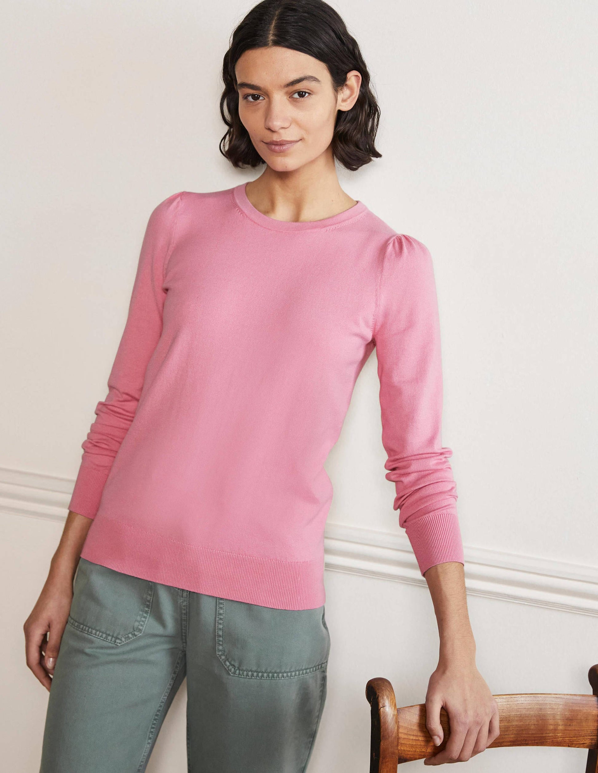 Cotton Crew Neck Jumper-Posy Pink-4