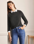 Cashmere Crew Neck Jumper-Charcoal Melange