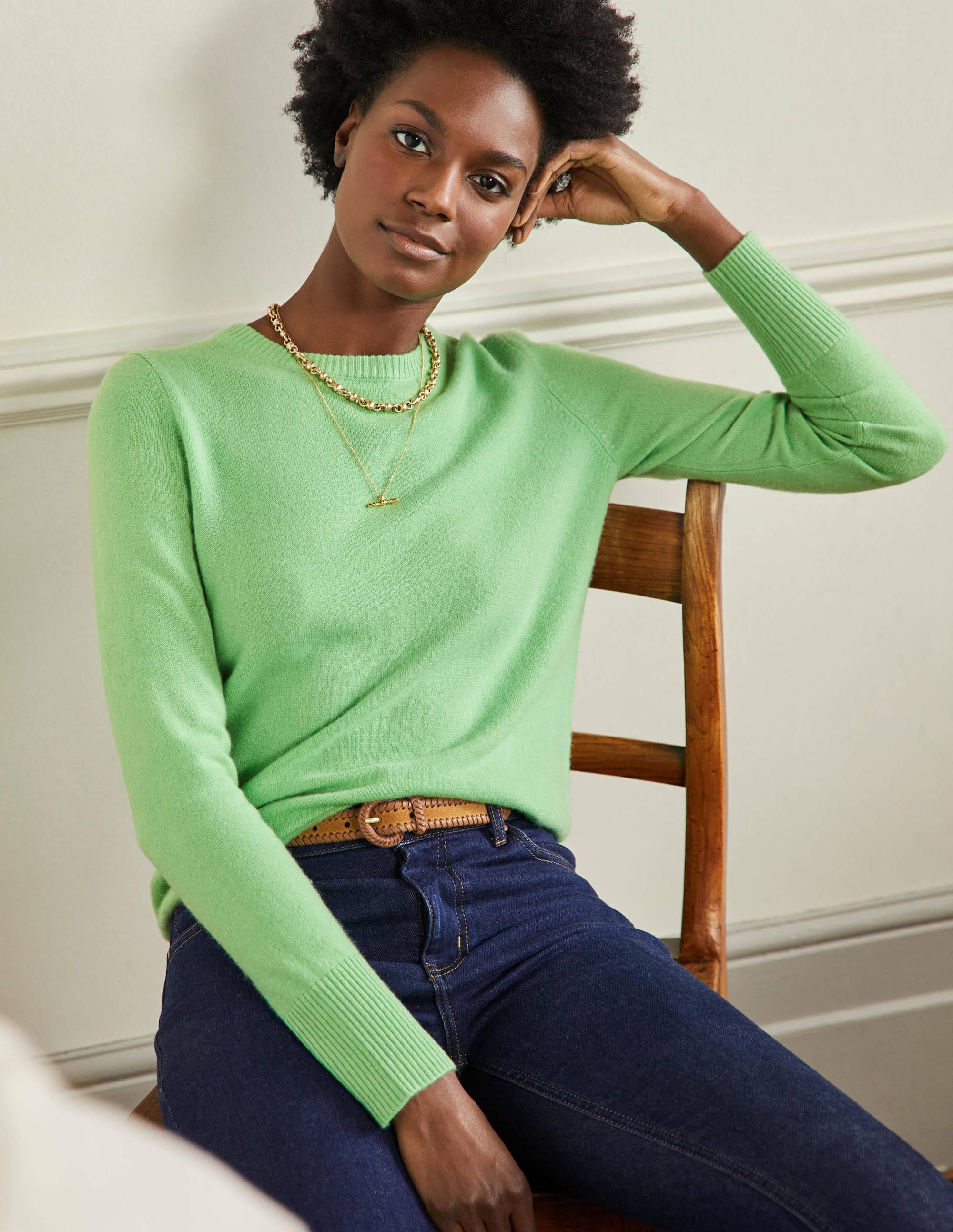 Cashmere Crew Neck Jumper-Zephyr Green - Image 5