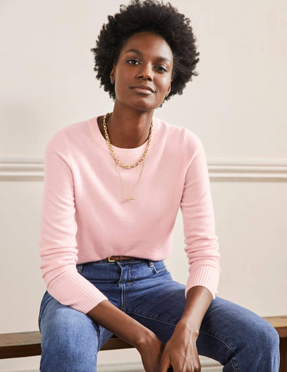 Cashmere Crew Neck Jumper-Pink Blush-1